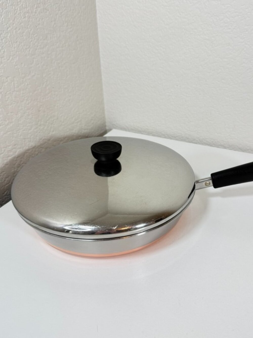 VTG Revere Ware 10in -85 Skillet Frying Pan 1801 Copper Clad ILL USA w/ Lid *EUC